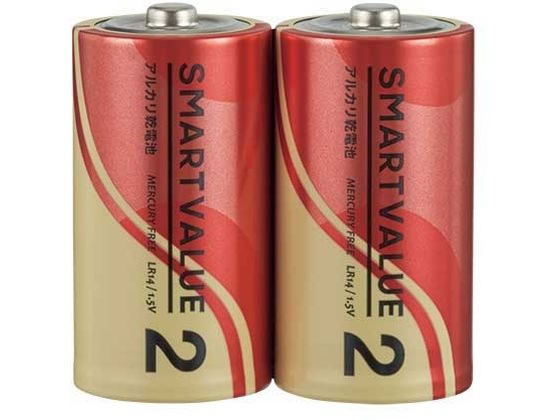 【お取り寄せ】スマートバリュー アルカリ乾電池2 単2×2本 N222J-2P