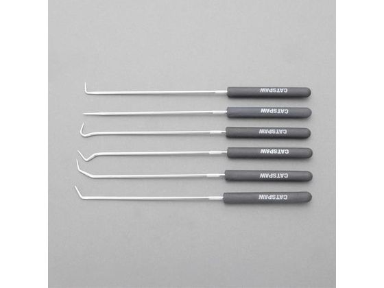 【仕様】●セット内容：6本組●形状：アングル、ストレート、カーブ、90°、120°、125°●全長：247mm●材質：焼入鋼（黒色酸化）●自動車や電気工事など特に狭い場所での使用に最適です。【備考】※メーカーの都合により、パッケージ・仕様等は予告なく変更になる場合がございます。【検索用キーワード】エスコ　ESCO　えすこ　6本組フック＆ピックセット　フック＆ピックセット6本組　フック　ピック　センターポンチ　けがき針　ポンチ　スプリングツール　フック　ピック　作業用品　工具　作業用品　工具　車輌整備用品　グリスガン　部品　ピックアップツール　EA566DM−20　EA566DM20　4550061732434　E81303