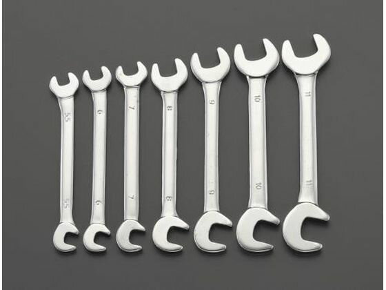 【お取り寄せ】エスコ 両口スパナ ダブルアングル 7本組 5.5-11mm EA615AG-1