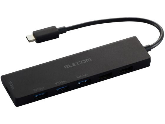 【お取り寄せ】エレコム USB Type-C ハブ コンパクト 薄型 ブラック U3HC-H060BK
