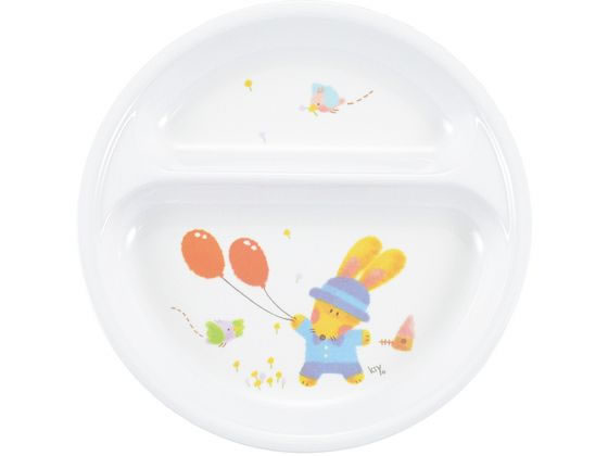 【お取り寄せ】国際化工 メラミン子供食器 スイートラビット 二つ仕切 皿 J21SR