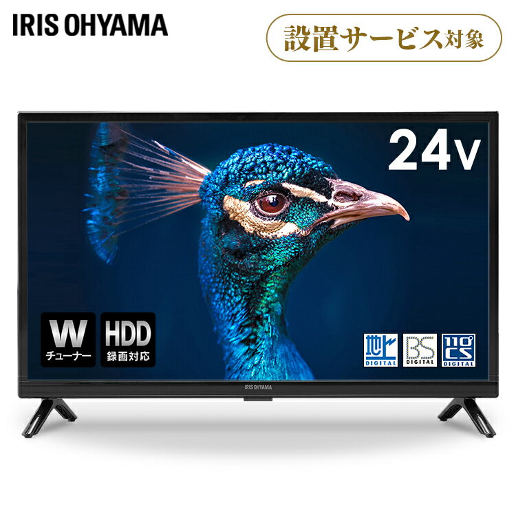 テレビ 24型 アイリスオーヤマ 液晶テレビ 24インチ ダブルチューナー 外付けHDD録画機能付き 1年保証 高画質 直下型LEDバックライト 壁掛け対応 ハイビジョンテレビ 地上波 BS CS HDMI2系統 液晶モニター 液晶ディスプレイ 24WB10