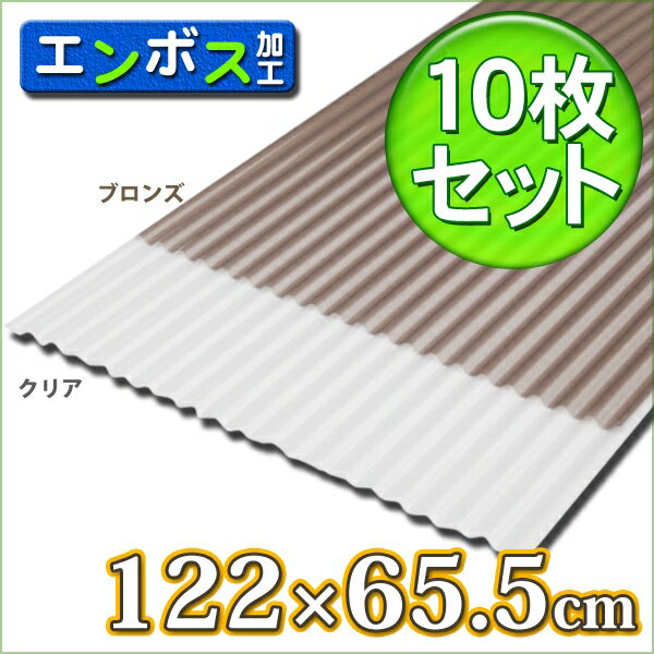 【10枚セット】波板NIPC407Eクリア・ブロンズアイリスオーヤマ