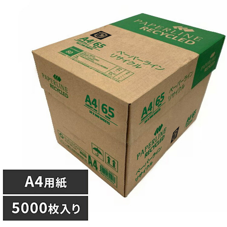 コピー用紙 A4 5000枚 (500枚×10冊) グリーン購入法適合 再生紙 無地 まとめ買い 箱買い 大量印刷 書類 資料 印刷 OA用紙 印刷用紙 会社 オフィス用品 事務用品 エイピーピー・ジャパン ペーパーラインリサイクル *