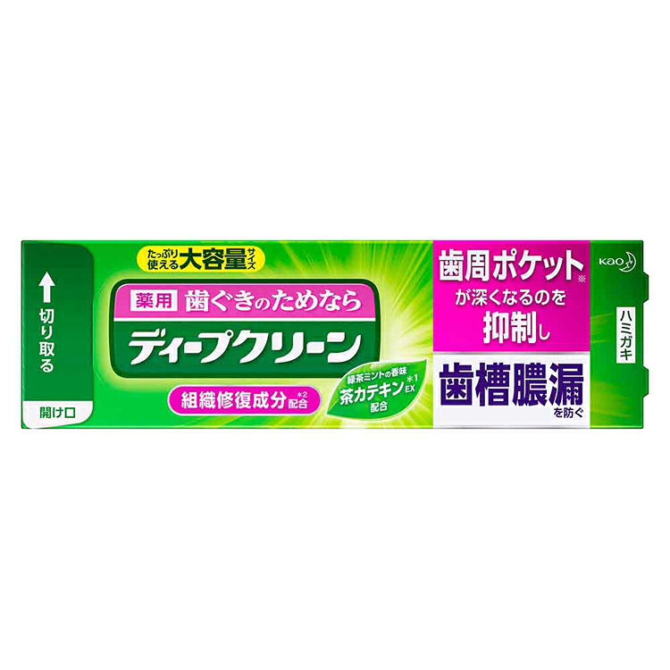 文具堂の【3個セット】ディープクリーン 薬用ハミガキ 160g 花王 ディープクリーン 歯磨き はみがき ハミガキ 薬用歯みがき 歯みがき 薬用成分 大容量 まとめ買い 歯磨き粉 緑茶ミントの香味 Kao｜アングル3