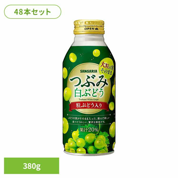 つぶみ白ぶどう380g×48本 ぶどう 粒 つぶみ サンガリア 飲料 ソフトドリンク つぶ ジュース 【代引不可】