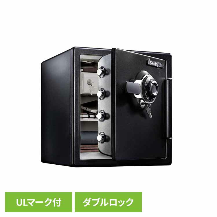 ダイヤル式1時間耐火・耐水金庫 ブラック JFW123DE金庫 耐火・耐水金庫 ダイヤル+鍵式 容量：約33.6リットル 1時間耐火 防犯 マスターロックセントリー日本株式会社 【TD】 【代引不可】