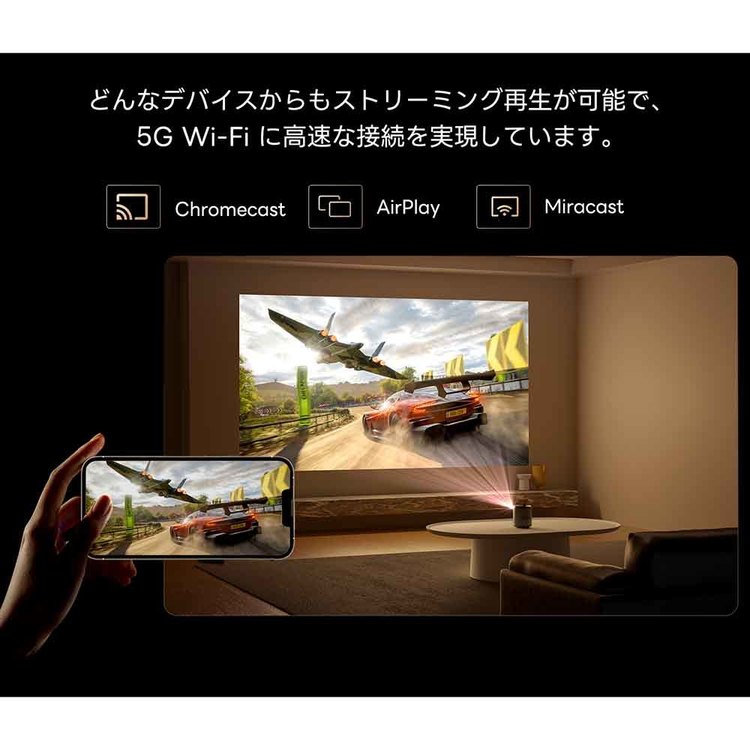 文具堂のプロジェクター Dolphin ダークグレー プロジェクター ポータブルプロジェクター 超コンパクト DLP 小型 高性能 ETOE Dophin Google TV搭載 家庭用 ホーム ETOE｜アングル3