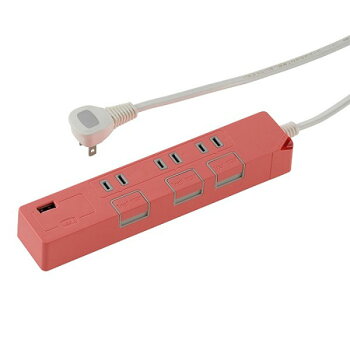 【メール便】で送料無料★☆3口1.5m節電タップ1USB-WHS-T1426WホワイトHS-T1427AブルーHS-T1428GグリーンHS-T1429YイエローHS-T1430Pピンク【D】【OHM】【オーム電機】