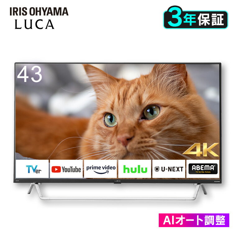 楽天文具堂Android4Kチューナー内蔵液晶テレビ 43V型 43XDA20 ブラック送料無料 テレビ TV 液晶テレビ 4K 43V型 チューナー内蔵 Wチューナー 地デジ BS CS 簡単操作 音声検索 AIオート機能 高画質 高音質 アイリスオーヤマ