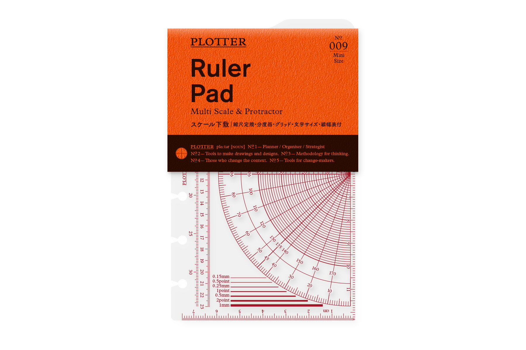 プロッター PLOTTER リフィル スケール下敷 Ruler Pad 縮尺定規 分度器 グリッド 文字サイズ 線幅表付き ミニ6サイズ MINI6 システム手...