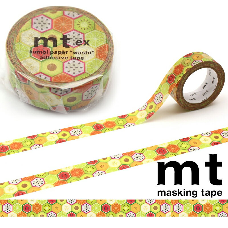 カモ井加工紙 マスキングテープ mt ex 15mm×7m 1個入り フルーツヘキサゴン MTEX1P236