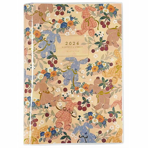 【10%OFFクーポン】クローズピン 2026年版(2025年10月始まり)手帳 TomokoHayashi B6 ウィークリー チェリーとテディラビット メー...