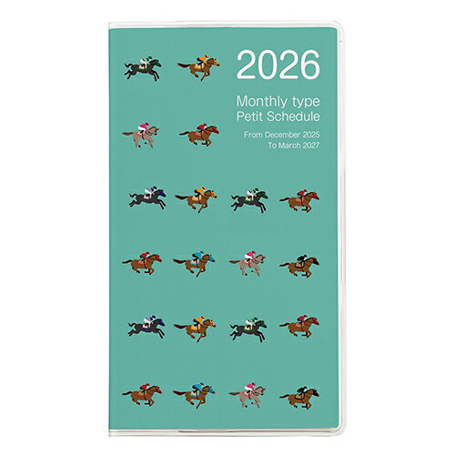 【10%OFFクーポン】ナカバヤシ 2026年版手帳 プチスケジュール マンスリー 日曜始まり 月間ブロック 干支 馬 ウマ2 メーカー品番PSV-002-26E2