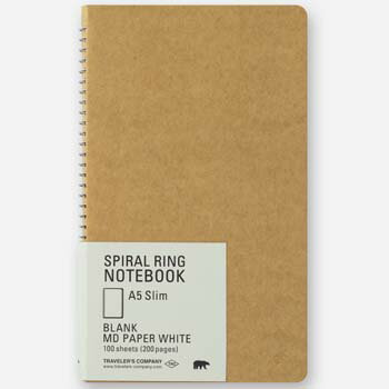 【10 OFFクーポン】デザインフィル TRC SPIRAL RING NOTEBOOK スパイラルリングノート A5スリム 無罫 MDホワイト メーカー品番15245006 2個までメール便にて発送いたします