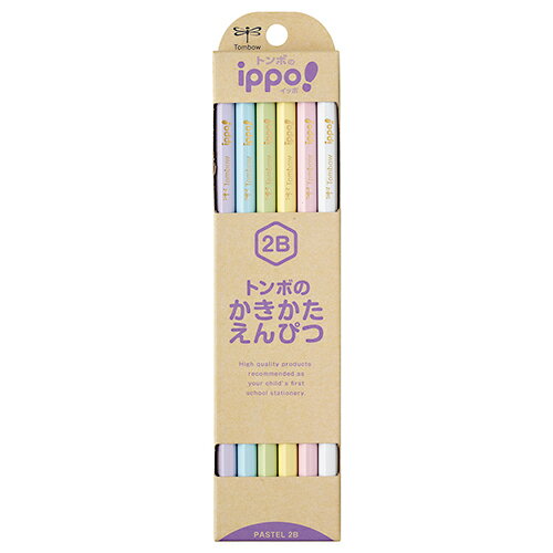 【10%OFFクーポン】トンボ鉛筆 ippo!イッポ かきかた鉛筆 ナチュラル パステルカラー 2B 1ダース(12本入)六角軸 メーカー品番KB-KNPT01...