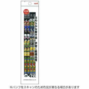 【10%OFFクーポン】三菱鉛筆学童 スーパーマリオ 6角鉛筆 4本パック 2B メーカー品番K7080SMS62B4P