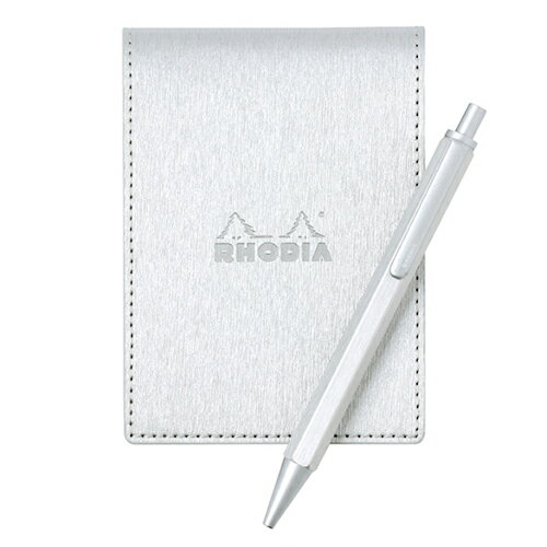 【10%OFFクーポン】ロディア メタリックPUレザー No11カバー&ボールペンセット シルバー RHODIA メーカー品番cfmtpu11setsv