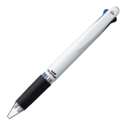 【企業PR・イベント配布】名入れ4色ボールペン　シッカリはさめる支点スライドクリップ　三菱鉛筆　クリフター（白軸）