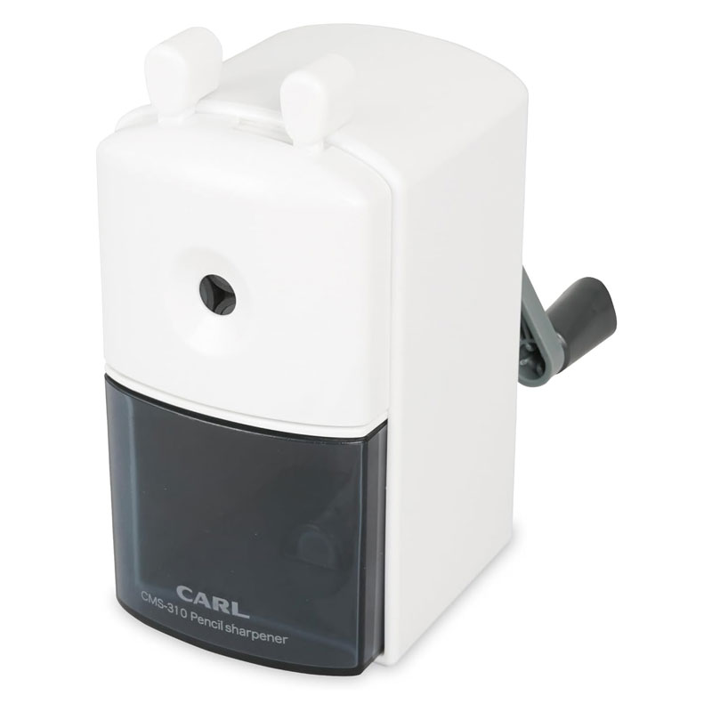 カール事務機 手動鉛筆削器 折れ芯詰まり除去機能付き ホワイト シャープナー 日本製 オシャレ