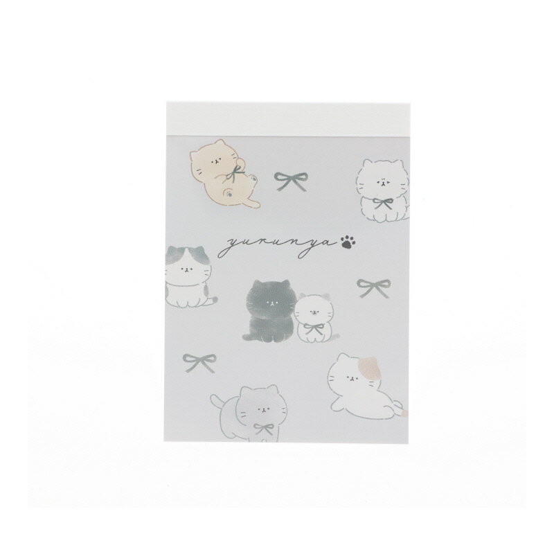 カミオジャパン ゆるにゃー ミニメモ リボンちらし 新学期準備文具 2柄 70枚 日本製 女子文具 プレゼント メモ帳 プチギフト お礼 20冊までメール便対応...