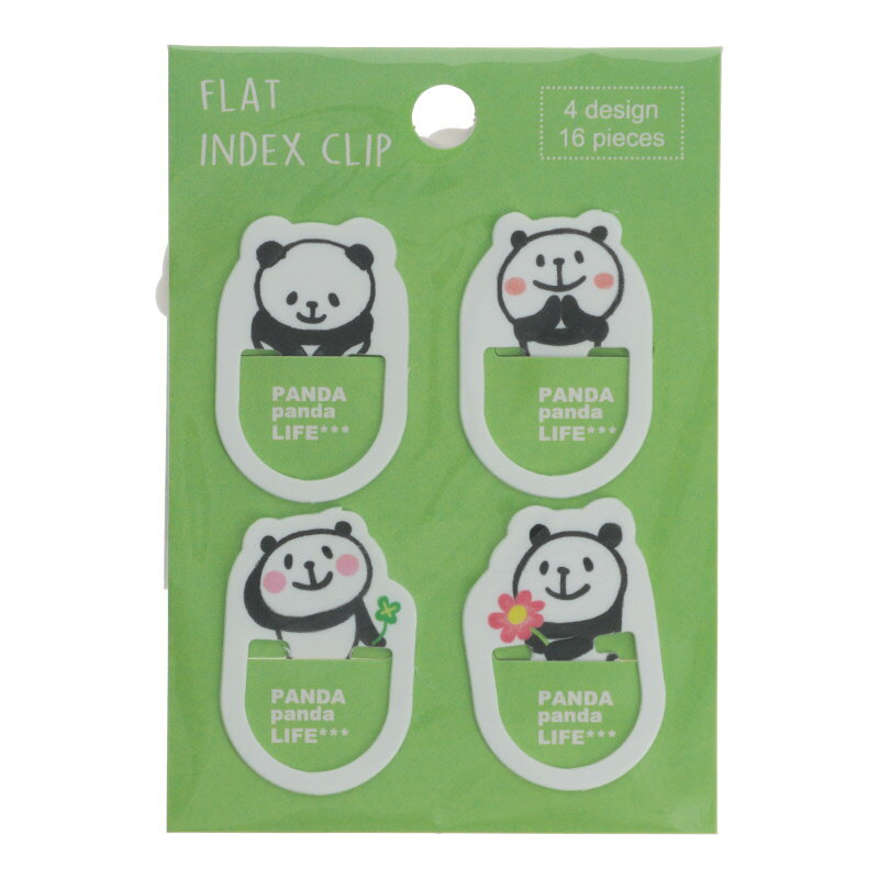 パインブックス フラットインデックスクリップ パンダ・ホワイト 16個 オシャレ かわいい ブックマーク ファンシー