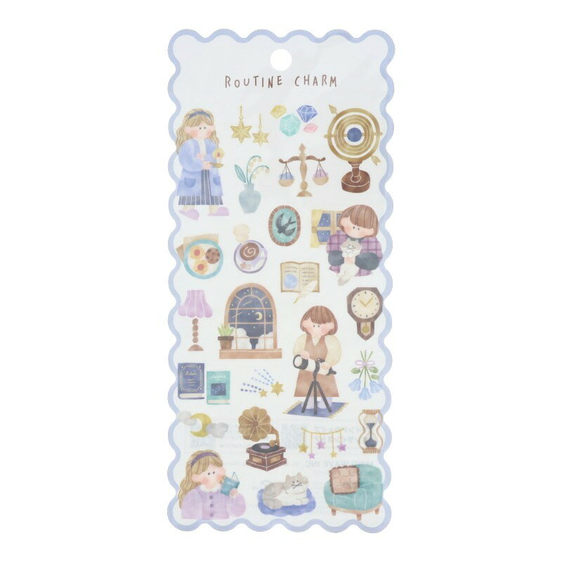 マインドウェイブ ルーチンチャームステッカー ナイト かわいい シール デコレーション ノート 手帳 オシャレ(3)