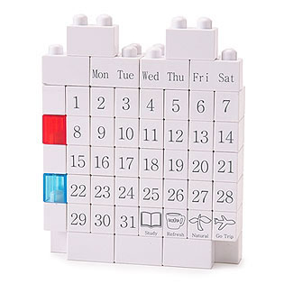 ブロック遊び感覚で、自由に組み合わせて作る万年カレンダー　SLIP-ON　ブロックカレンダーミニ MONOホワイト