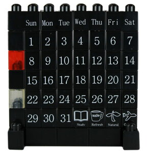 ブロック遊び感覚で、自由に組み合わせて作る万年カレンダー　SLIP-ON　ブロックカレンダーミニ MONOブラック