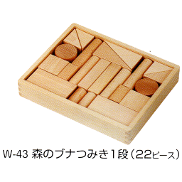 【ギフトに最適】安心の日本製　組み合わせ無限大の積み木です♪　MOCCO　森のブナつみき1段（22ピース）