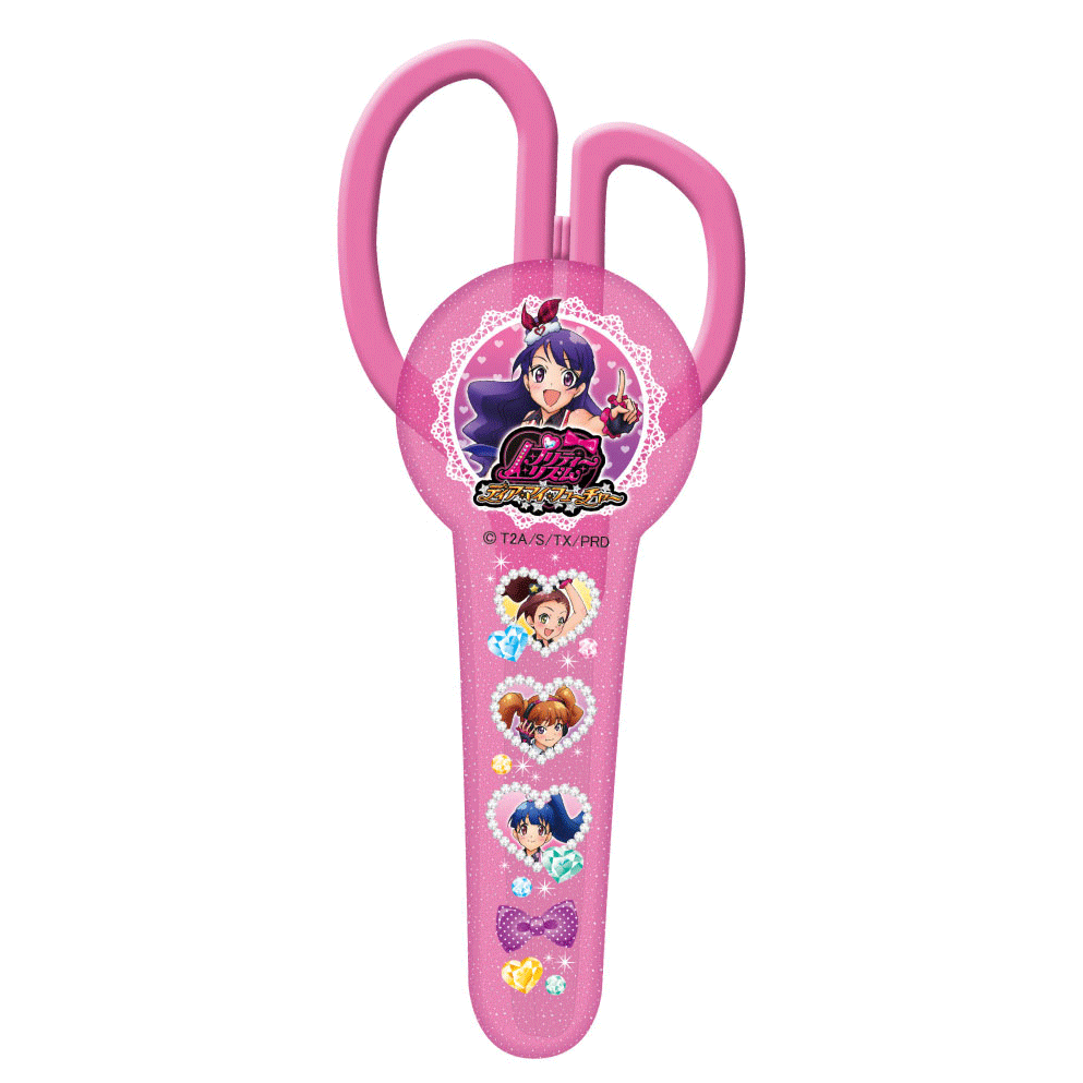 キャラクターステーショナリー プリティーリズム　ハサミ ☆新学期を楽しくむかえよう☆ 歌!ダンス!ファッション!女子小学生に大人気のプリティーリズムのステーショナリーが登場。 ゲームから生まれた大人気総合エンターテイメント!女の子達が紡ぐ世界をステーショナリーで体感しよう!・刃先に安全な丸みの安全ケース付・すべりにくいハンドル●サイズ：60&times;141&times;10mm●重量：48g