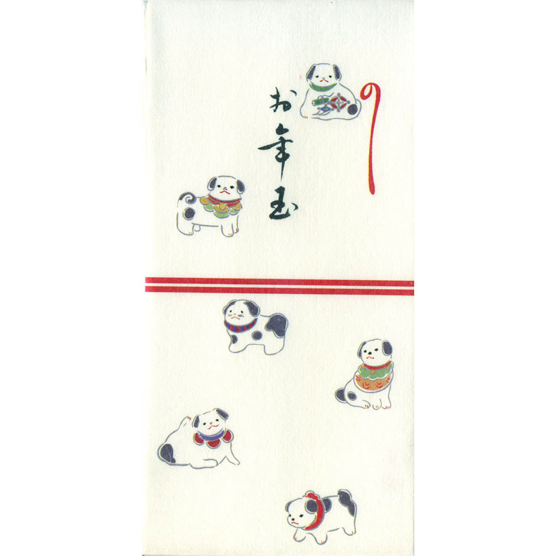 福井朝日堂 和紙の版画刷りによる干支の祝儀袋・金封　おとし玉袋（戌） FMB-1568LA