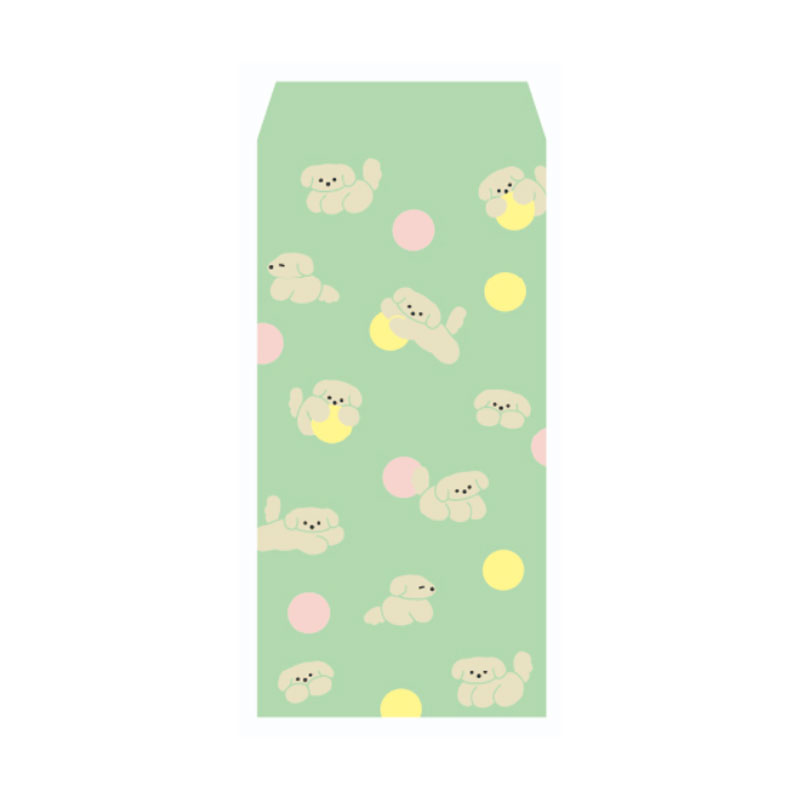 かわいい動物柄のデザインのぽち袋。お札を折らずに入れられるサイズです。■仕様：紙■サイズ：W95&times;H185&times;D3mm■内容：3枚入り、封シール付き　