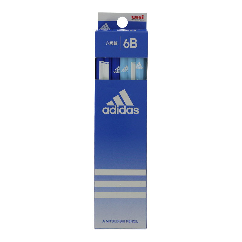 ☆新学期を楽しくむかえよう☆ スポーツ用品業界のグローバルリーダーである"adidas"ブランドのステーショナリーです。 ・軸にもカッコイイキャラクターのイラスト ・なめらかな書き心地のお得な12本、1ダースセット ・鉛筆が見える窓つきパッケージのケース 名入れ無料商品 名前を入れてオリジナルの鉛筆にできます。 名入れご希望の方は、ひらがな、漢字、ローマ字のいずれかをお選びください。 注文画面の備考欄にて必要事項をご記入ください。 名入れ場所は、本体の名入れ欄になります。 ●サイズ：最大径φ7.5mm　全長176mm 六角軸 ●材質：木・黒鉛・粘土 ●全体重量：66g　