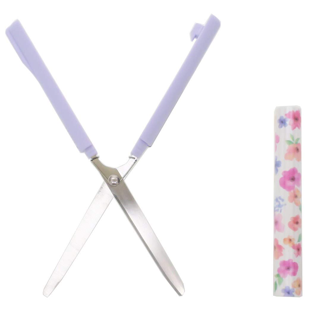 プリントを切るのに最適なロングタイプの携帯はさみ サンスター文具 スティッキールはさみロングタイプ ガーデン