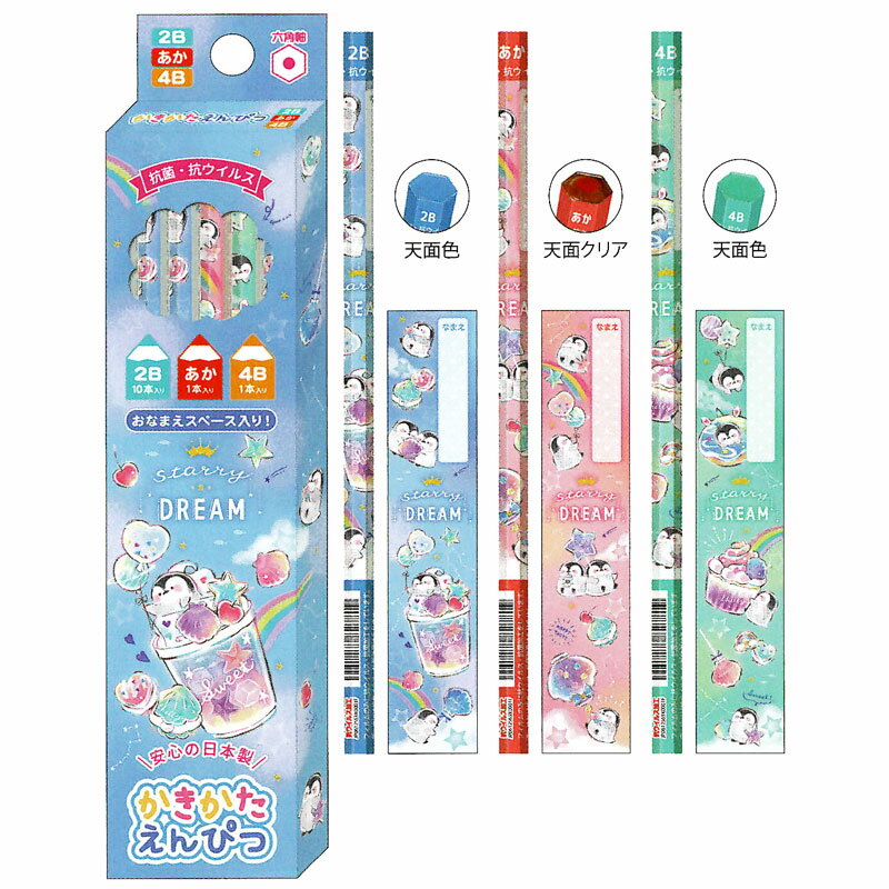 カミオジャパン かきかた鉛筆 ダース STARRY DREAM 2B 4B 赤鉛筆 2022年 抗菌・抗ウイルス仕様 入学アイテム 名入れ無料 お祝い 記念品 ...
