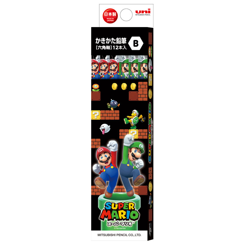 三菱鉛筆 スーパーマリオ 六角鉛筆 B ダース 2024年 新入学 名入れ無料 祝い 日本製 ギフト プレゼント