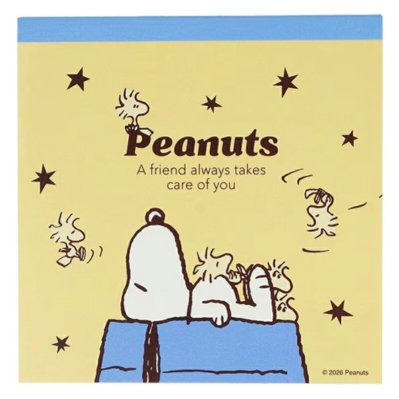 PEANUTSの人気キャラクター、ウッドストックをフィーチャーしたデザイン。 ●本体サイズ：W95mm×H95mm×D10mm ●重量：100g ●材質：PET・紙 ●本文：4柄 各20枚 計80枚　