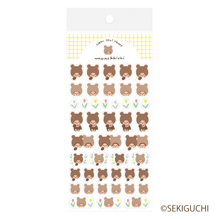 古川紙工 透明シールシート くま モンチッチ レトロ かわいい 限定 デコレーション 日本製のサムネイル