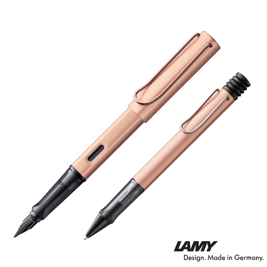 LAMY ルクス Lx ローズゴールド 万年筆・ボールペン 2本セット オシャレ 名入れ プレゼント 高級 お祝い アルミ 専用ケース付き ギフト