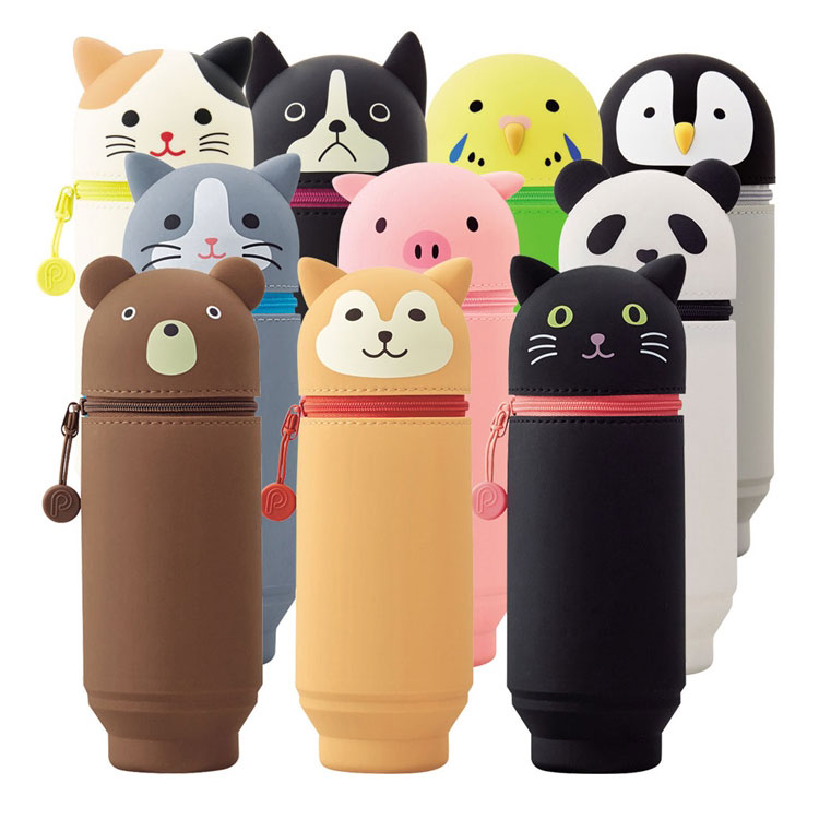 樂天商城 - A-7714 LIHIT LAB PuniLabo スタンドペンケースBIGサイズ キュートな動物柄のアイテム♪ 上から押すだけでスタンドに早変わり