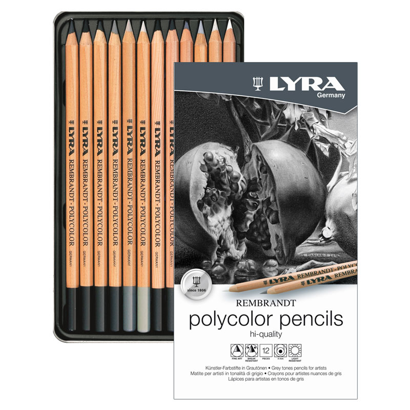 樂天商城 - LYRA レンブラント・ポリカラー メタルボックス トーングレーアソートセット 12本入り 色鉛筆 油性 プロ仕様 画材 名入れ プレゼント 高級 ドイツ