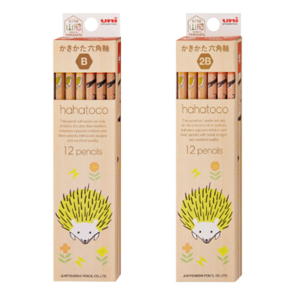 三菱鉛筆 hahatoco六角鉛筆 ハリネズミ&猫 ダース 卒園記念品 卒業記念品 名入れ無料 北欧テイストのシンプル&ナチュラルなデザイン ギフト プレゼント