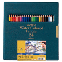 【名入れ無料】水で溶かせば水彩画のタッチ! サクラクレパス　水彩色鉛筆24色