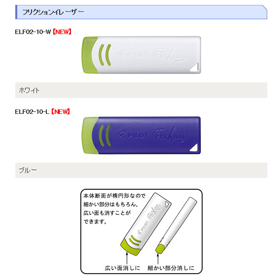 大きな面も細かな面も消せるフリクション専用ケシゴム パイロット フリクション・イレーザー