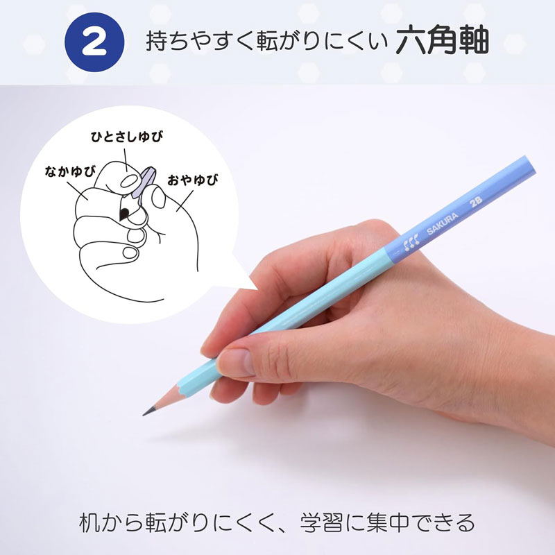 サクラクレパス 小学生文具 かきかた鉛筆 B柄 六角軸 2B ダース 卒園記念品 卒業記念品 名入れ無料 補助軸ライン ギフト プレゼント