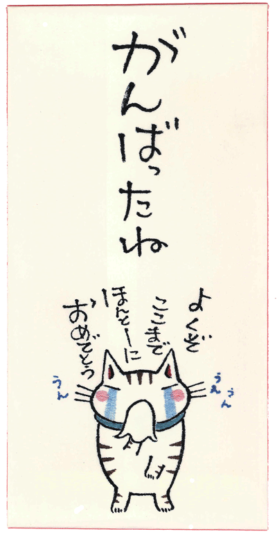 【ネコポス便可】多目的に使える和紙のぽち袋（長）　がんばったね