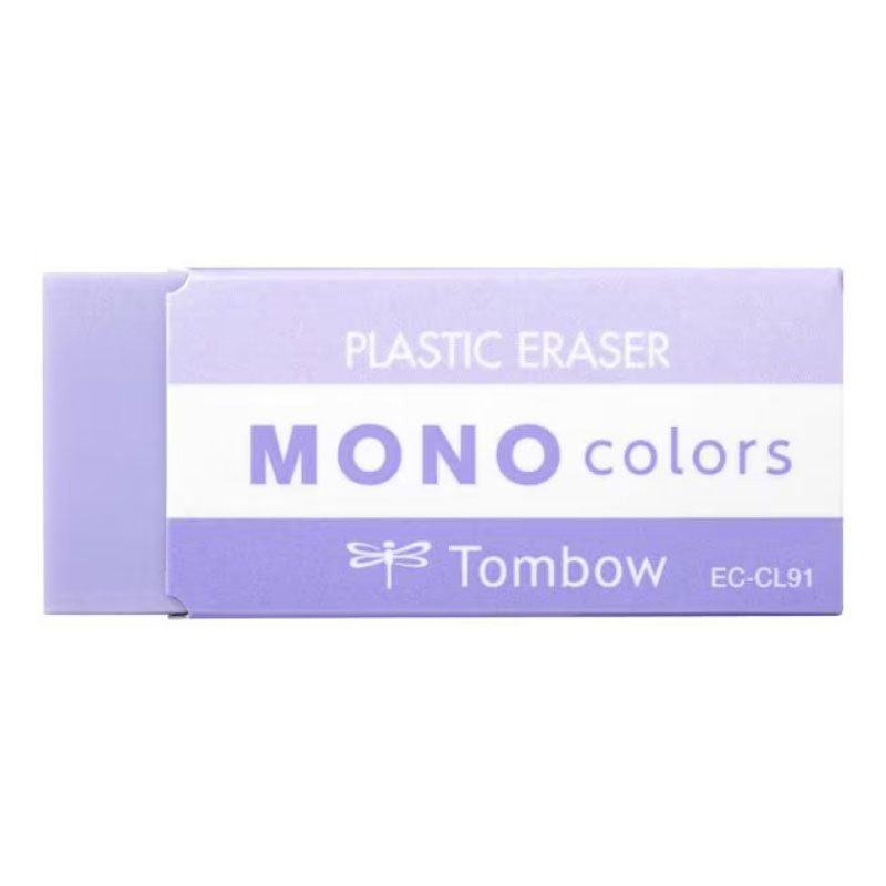 従来のMONO消しゴムと同等の消字性能を実現。優れた消字性能と消し心地で、鉛筆・シャープペンの筆記線をきれいに消去できます。ブルー、グリーン、グレー、ピンク、パープルのカラー5色をラインナップ。かわいさと機能性を両立した消しゴムです。●本体サイズ：W23&times;H55&times;D11mm●本体重量：19g●素材：PVC樹脂　