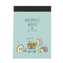 クラックス ANIMALS WEEK ミニメモ ヘッジホッグ 日本製 メモ帳 プチギフト お礼 20冊までメール便対応 文具 大人かわいい