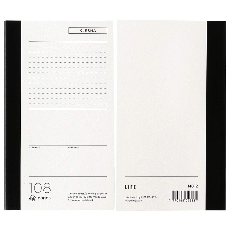 LIFE KLESHA クレシャ B6変形 5mm横罫 ノート 携帯 紙クロス 持ち運び メモ 日本製
